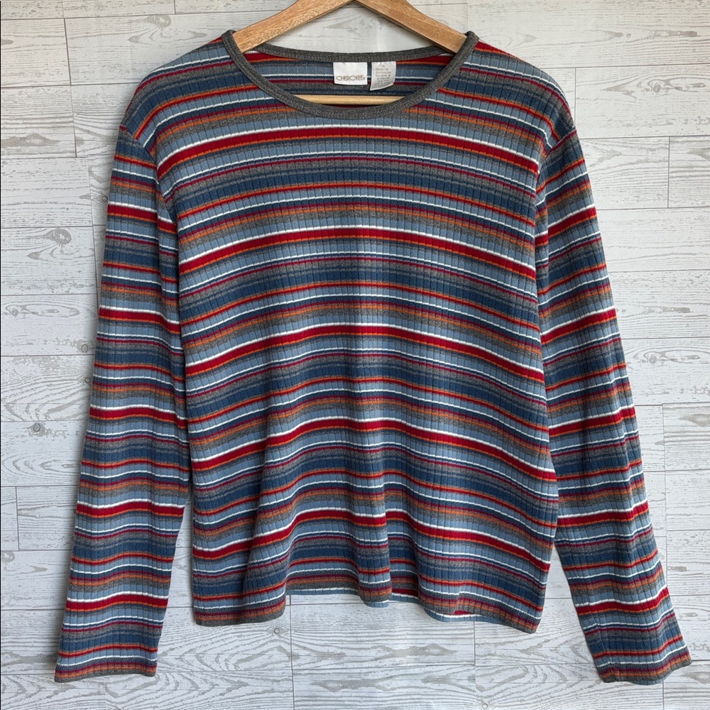 Vintage Y2K Cherokee Striped Ribbed‎ shirt top grunge festival Cabincore retro